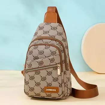 Женская нагрудная сумка из мягкой кожи с принтом, на плечо, кроссбоди, дорожная многослойная сумка коричневый