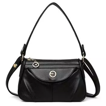 Women s Soft Leather Underarm Shoulder Bag Large Capacity Commuter Crossbody Bag чёрный