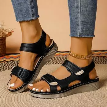 Women S Soft Sole Hollow Sandals Summer Fashion Leisure Sports Large Size Summer Anti-Slip Leather Sandals For Women Flat 36