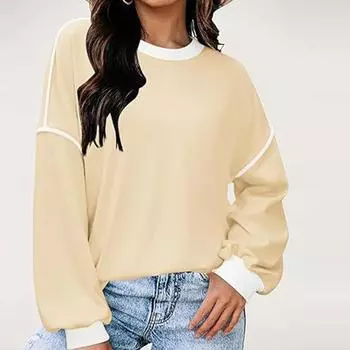 Women s Solid Color And Winter Sportswear Pullover Top Loose Sweatshirt Long Sleeved Casual L хаки