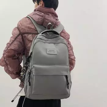 Women s Solid Color Backpack Men Large Capacity Backpack for Middle School Students Schoolbag красный