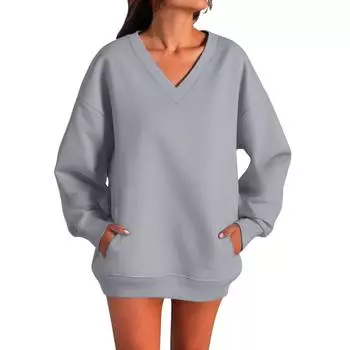 Women s Solid-color Fashionable Long-sleeved Top L