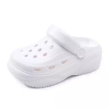 Women s solid color hole shoes platform non-slip wear-resistant fashion simple indoor and outdoor beach bag head sandals 35-36 белый