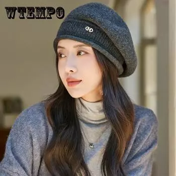 Women s Solid Color Versatile Knitted Wool Hat for Autumn and Winter Warm Wool Beret for Winter Thick average size