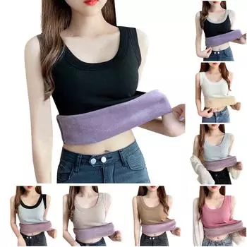 Женский однотонный термо жилет с подкладкой и утолщенными осенними и зимними топами, нижняя рубашка One Size кофейный