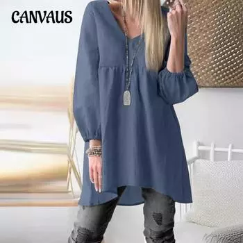 Женская однотонная рубашка с V-образным вырезом и завязками на рукавах-фонариках, повседневная рубашка больших размеров S чёрный