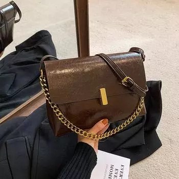 Женская однотонная сумка через плечо с клапаном, внутренним отделением, мягкой молнией, квадратная, модная, из полиуретана