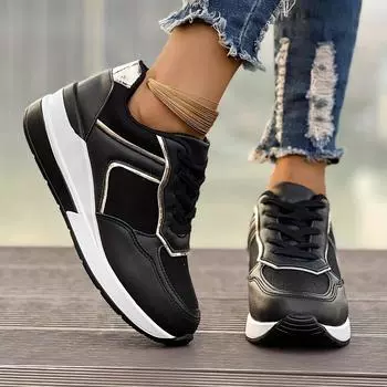 Women s sports and leisure shoes European and American new fashion slope heel platform casual sports women s single shoes 43 large size spot 36 белый