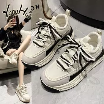 Women s Sports Shoes 2024 New Fashion Retro Small White Versatile Fashion Casual Running Plataforma Sneakers Spring Summer 35 чёрный
