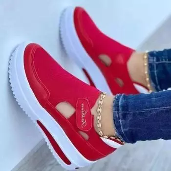 Women s Sports Shoes Thick Soled Tennis Shoes, Flat Hollowed Out Sports Shoes Size 35-43 35 чёрный