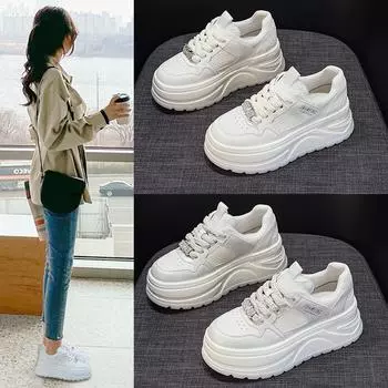 Women s Spring 2025 7cm Platform Genuine Leather White Casual Shoes 32