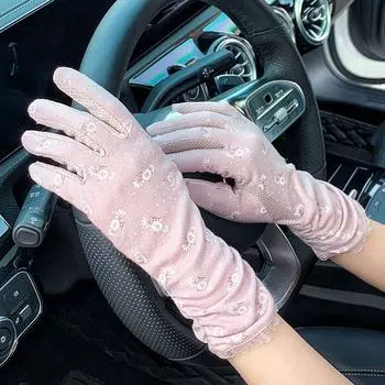 Women s Spring and Autumn Mid Length Long Length Sun Protection Gloves Purple-Mid Length Long Length dandelion One size