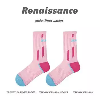 Women s Spring and Autumn Professional Towel Bottom Sweat Absorbing Breathable Running Jump Rope Sports Socks 1 pair розовый