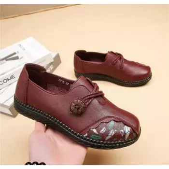 Women s Spring and Autumn Soft-soled Comfortable Mom Shoes Middle-aged and Elderly Elegant PU Leather Shoes 41