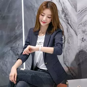 Женский весенне-осенний укороченный клетчатый пиджак корейский темперамент повседневный маленький костюм 4XL