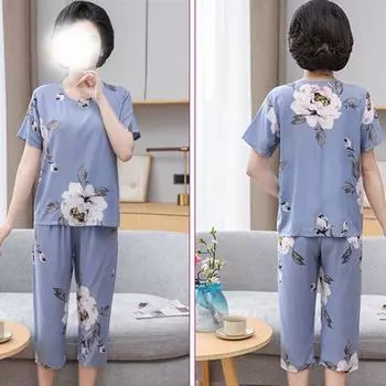Women s Spring and Summer Models Plus Size Thin Section Round Neck Short-sleeved Shirt + Wide Leg Trousers Casual Two Piece Set 5XL