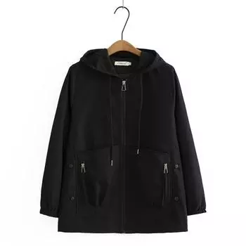 Women s Spring Autumn Trench Coat Loose Fashion Short Casual Hooded Female Windbreaker Overcoat Outerwear XXXXL