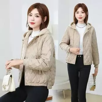 Women s Spring Autumn Winter Loose Thickened Warm Jacket Short Hooded Jacket Thin Top 3XL