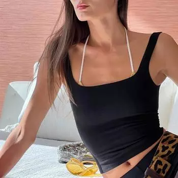 Женские весенние сексуальные горячие поддельные жилеты из двух частей с открытой спиной S чёрный