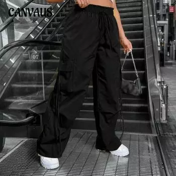 Women s Spring Street New Elastic Waist Cargo Pants 1XL чёрный
