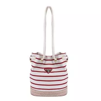 Women s spring summer new high-end striped retro commuter rope braided bucket bag shoulder armpit bag красный