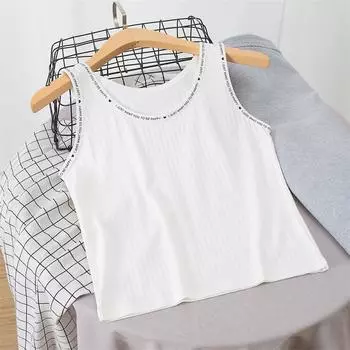 Women s Spring/Summer Sleeveless Knit Tank Top - Round Neck, Letter Print