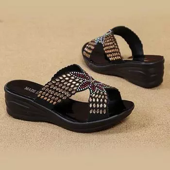 Women s Sslippers Open Toe 2024 Summer Women Shoes Female Lightweight Wedges Casual Slipper Female Soft Bottom Low Heeled Slides 35