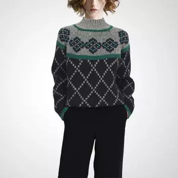 Women s Stand Collar Winter Fashion Long Sleeve Pullover Sweater Grey S
