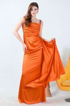 Women s Stoned Satin Long Evening Dress