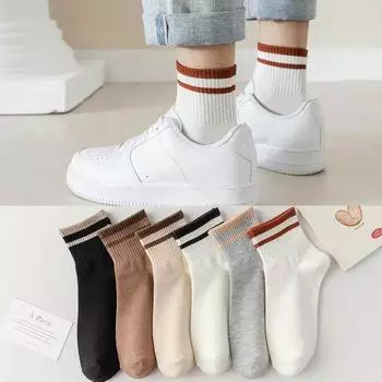 Women s Striped Comfy Ankle Socks Solid Color Socks Stockings & Hosiery 1 pair чёрный