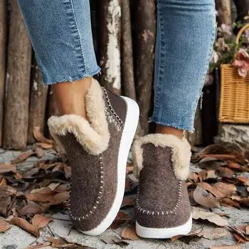 Women s Suede Lace-Up Snow Boots Lace-up Winter Woman Warm Fur Plush Lady Casual Ankle Boots Female Fashion Chunky Sneaker 39