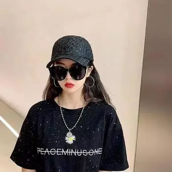 Women s Summer Baseball Cap Letter M Embroidery Lace Versatile Mesh Hat For Women Outdoor Sports Sunscreen Sun Hats