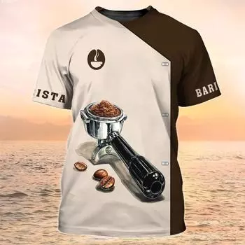 Women s Summer Casual Crewneck 3D Print Coffee Print Pattern Breathable O Neck Short Sleeve Oversized T-shirt Summer S