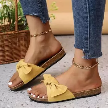 Женские летние повседневные тапочки 2024 года, новые нескользящие пляжные сандалии на плоской подошве, большие размеры, модные тапочки с леопардовым принтом, Zapatillas Mujer 36 чёрный