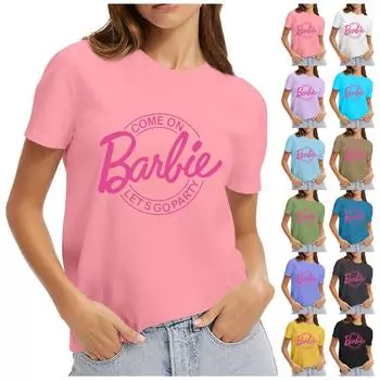 Women s Summer Constellation T-Shirt Cute Graphic Loose Tees O-Neck Short Sleeve Casual Tops L розовый