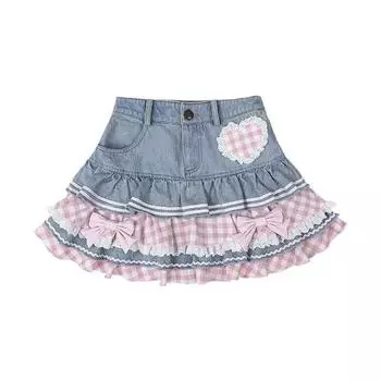 Women s Summer Cute Fluffy Halter Design Bowknot Short Skirt M светло-синий