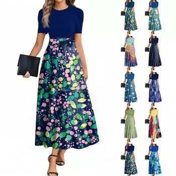 Women s Summer Dress Loose Beach Vacation Casual Deep V Neck Vest Dress Elegant Shirt Dress L