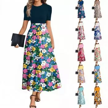 Women s Summer Dress Loose Beach Vacation Casual Deep V Neck Vest Dress Elegant Shirt Dress L