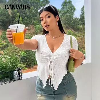 Women s Summer Elegant Sexy New Skinny V Neck Blouse 1XL белый