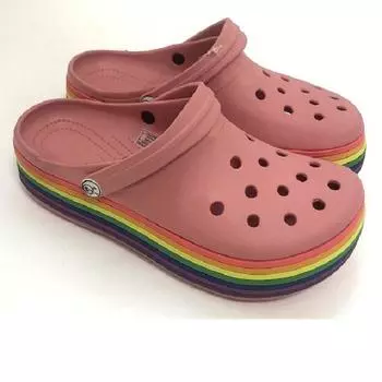 Women s Summer Hollow Hole Shoes Thick-soled Rainbow Fashion Breathable Beach Shoes Thick-soled Slippers 39EU/CN40