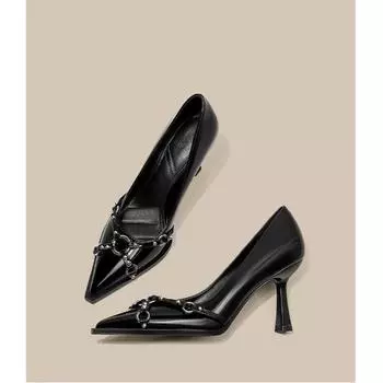 Женские летние новые классические однотонные туфли-лодочки на удобном высоком каблуке-шпильке, сексуальные остроносые слипоны для офиса и шопинга, женские сандалии 35