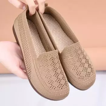 Women s summer new mesh shoes with soft sole and shallow mouth, lazy casual shoes, breathable mesh fabric, mother s shoes 35