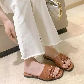 Women s Summer New Style Fashion Square Toe Open Toe Comfortable Flip Flops 2025 Brand Designer Outdoor Shopping Office Sandals 35