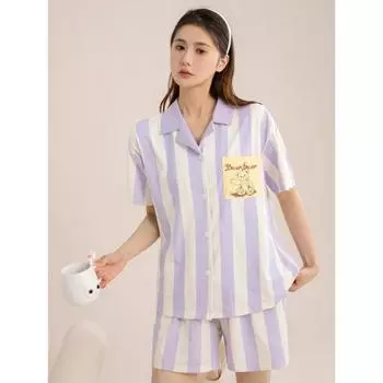 Женская летняя пижама с короткими рукавами, свободного кроя, модная, удобная и повседневная, можно носить как верхнюю одежду, домашняя одежда M