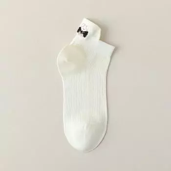 Women s Summer Thin Bear Embroidered Mesh Breathable Boneless Short Cotton Socks 1 pair