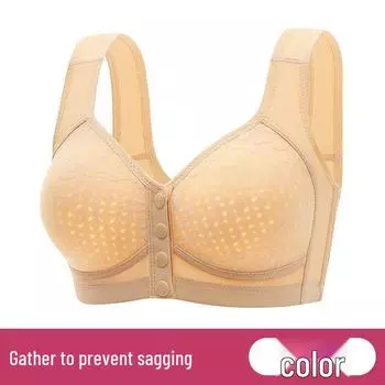 Women s Summer Thin Breathable Vest-Style Bra: Anti-Sagging, Wire-Free, Front Closure for Middle-Aged & Elderly Moms 2XL 42/95 (130-140 jin)