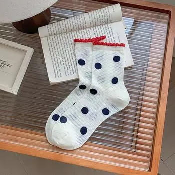 Women s Summer Thin New Style All Kinds of Wave Point Breathable Mesh Tube Stack Socks 1 pair