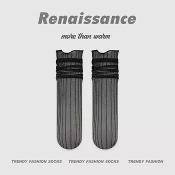 Women s Summer Thin Vertical Stripe Lace Mesh Breathable Pile Socks 1 pair