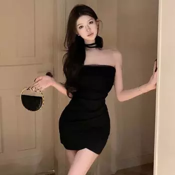 Women s Sweet and Spicy Mesh Splicing Slim Flower Necklace Dress S белый