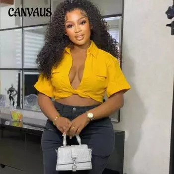 Women s Sweet Cool Hottie Style Lapel Short Sleeve Shirt Summer V-Neck Twisted Absolute Beauty Neckless Top One size розы красного